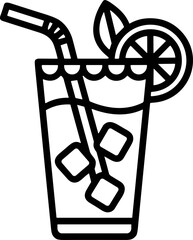 Refreshing Lemonade with Ice and Mint Leaves - Outline Icon © 50mas