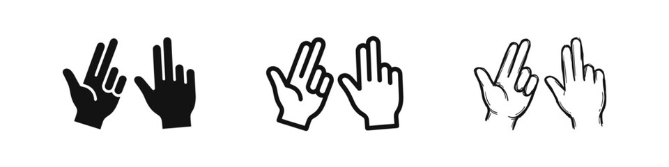 Fototapeta premium Human Hand Gestures Icon Set in Solid, Outline, and Hand-Drawn Styles for Sign Language Design