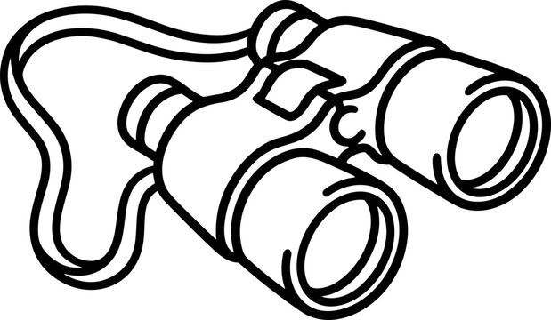 Binoculars with Strap - Line Art Illustration