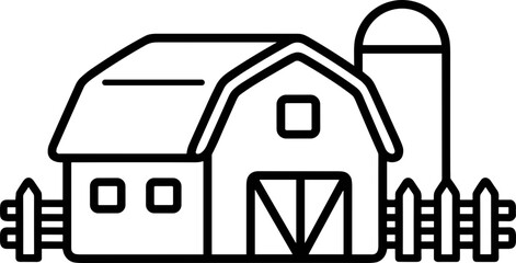 Rustic Barn and Silo Outline Icon © Boycilik