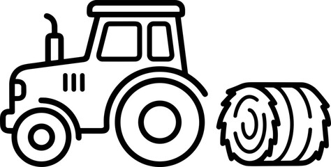 Farm Tractor and Hay Bale Icon © Boycilik