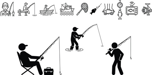 Fishing Icons and Stick Figure Vector Collection © Mokbul