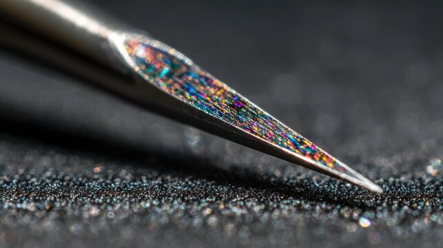 Close-up view of electrosurgical ESD knife blade coming from polymer sheath