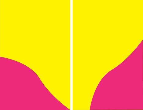 Abstract split screen background with bright yellow and magenta organic flowing shapes graphic design abstract background minimalist creative