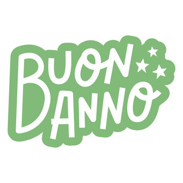 Green sticker with the words buon anno on it