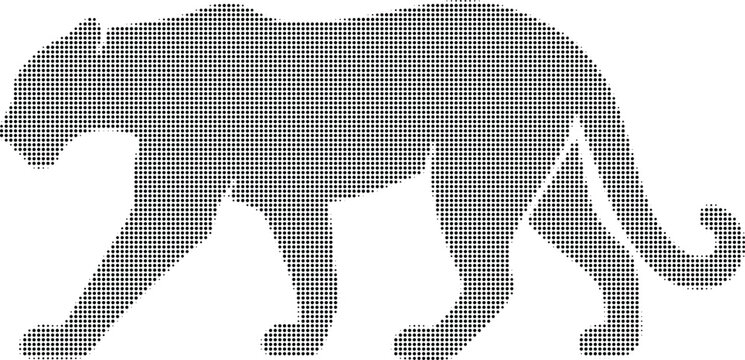 Leopard Silhouette In Dot Pattern Black And White On Transparent Background