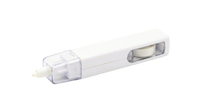 Isolated White Correction Tape Pen with Application Tip