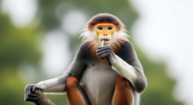 Red-shanked Douc Langur - A primate portrait in natural habitat.