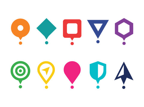 Colorful Map Pin Icons Set. Modern Location Marker Collection. Navigation and GPS Symbols