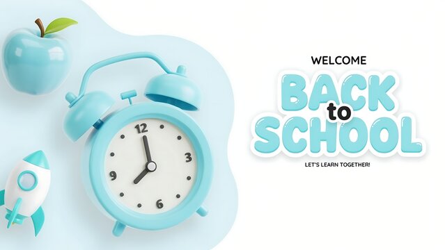 Back to School Welcome Illustration with Clock