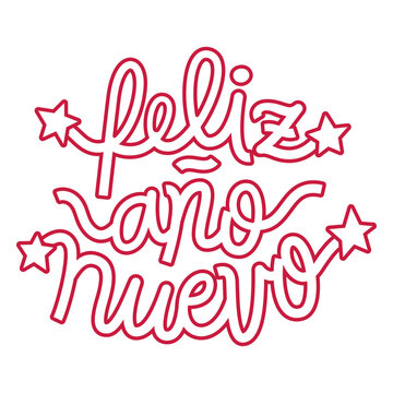 Feliz ano nuevo red lettering