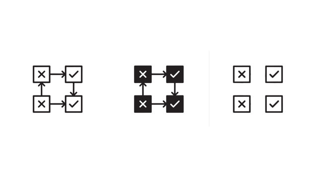 Three sets of X and ✓ squares showing validation states&hellip;