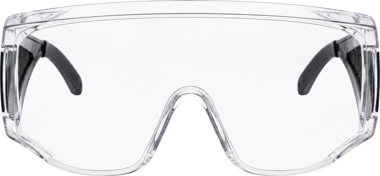 Clear safety goggles for eye protection isolated on transparent background