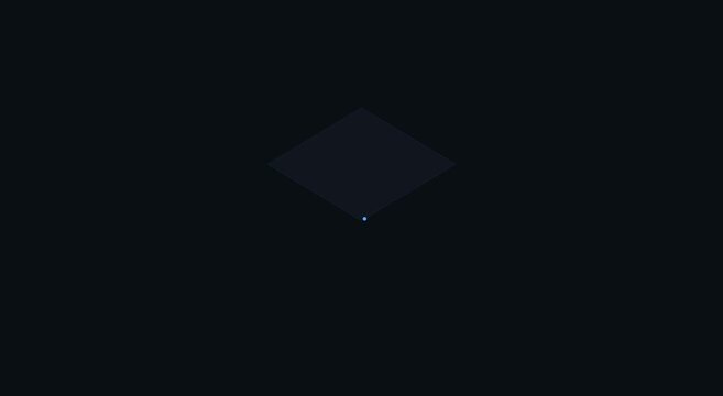 Minimalist isometric loading animation with glowing particle motion animation