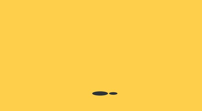 Minimalist loading animation with pulsing animation black dots on yellow background