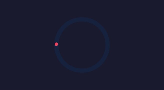 Minimalist loading spinner animation with rotating red dot on dark animation background