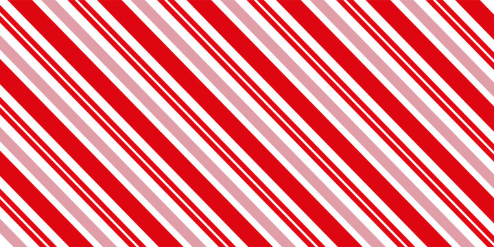 Candy cane Christmas background, peppermint diagonal stripes print seamless pattern. Modern Trendy design in vector EPS 10
