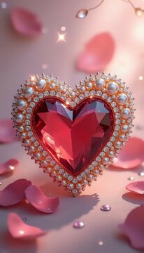  Bejeweled Heart with Sparkling Petals