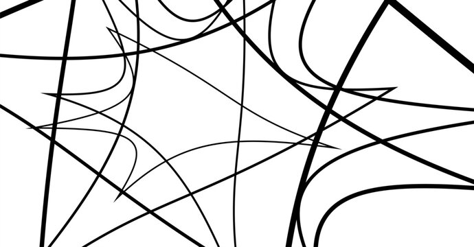 Abstract geometric star pattern composed of intersecting black lines on a white background