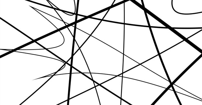 Complex intersecting line abstract black and white pattern with abstract geometric intersecting