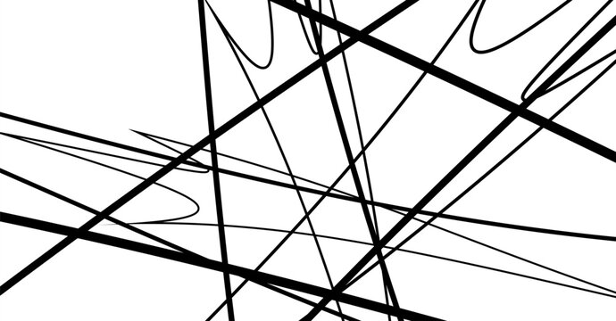 Complex intersecting line abstract black and white pattern with abstract geometric intersecting
