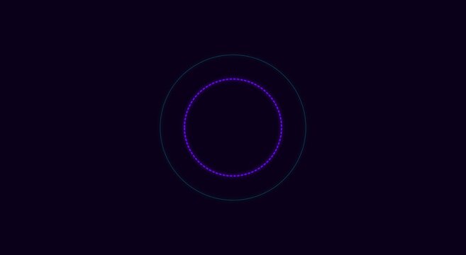 Minimalist neon purple circular audio waveform hud on dark animation background