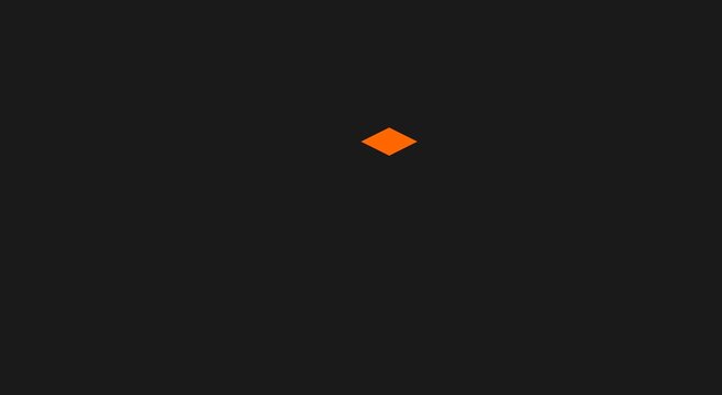 Minimalist orange rhombus shape pulsing animation on dark animation background
