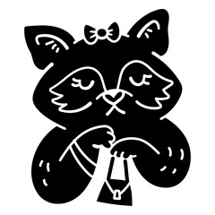 Fototapeta premium Cute cartoon raccoon design with purse