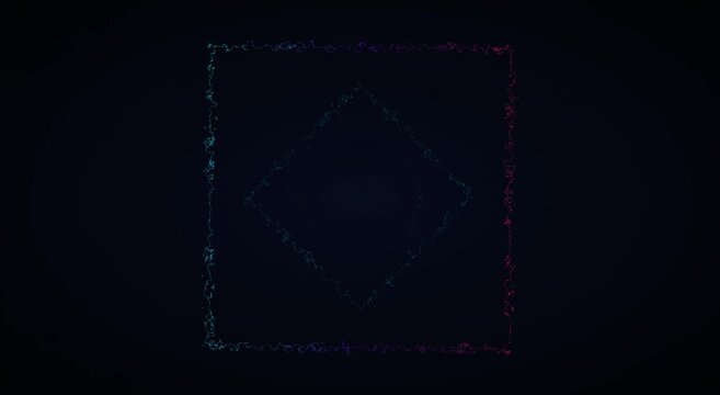 Neon glowing abstract geometric frames pulsing with electric energy animation