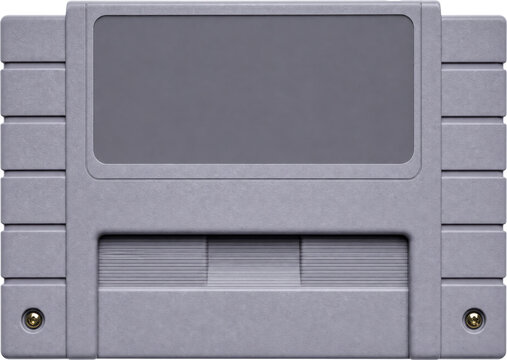 Vintage 16-bit gaming cartridge isolated on transparent background
