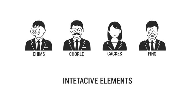 Four interactive character icons with labels