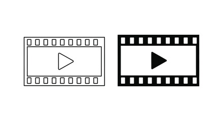 Fototapeta premium Film strip play button icons set