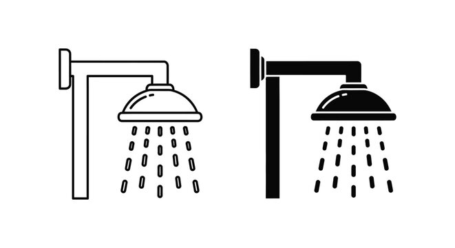 Two shower heads with water flow illustration