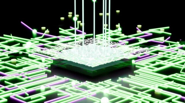 Chip CPU GPU technology concept bg able to loop endless 4k