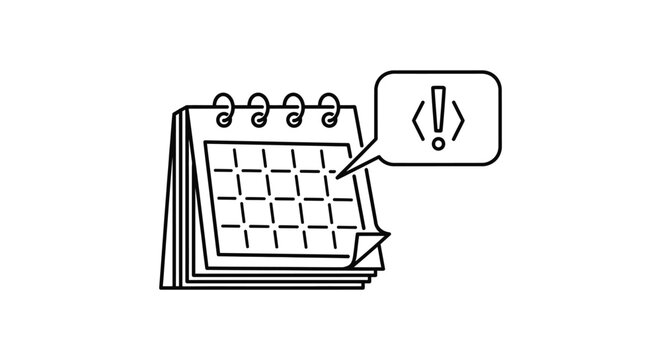 Calendar with code error speech bubble icon