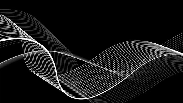 Abstract wave lines on dark gradient background animation, elegant flowing curves modern minimal design