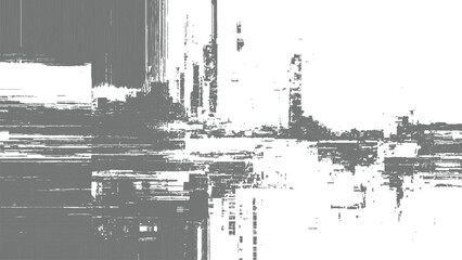 Fototapeta premium Glitchy distorted digital abstract with grey and white pixels and horizontal lines