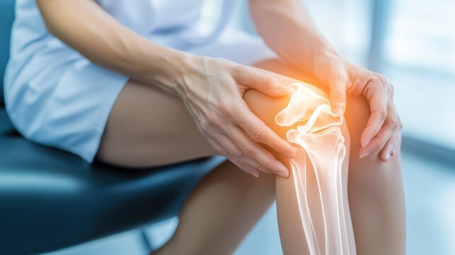 Knee Joint with Highlighted Anatomy Showing Medical Pain