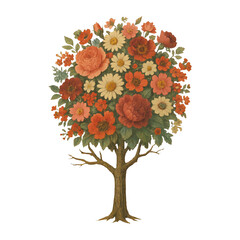 Obraz premium PNG Vibrant floral tree illustration
