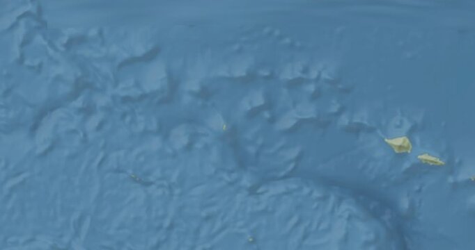 Wallis and Futuna Islands on Globe. Zoom into the country with Earth spinning on dark background. Physical world map with Wallis and Futuna Islands and label on it. Country view animation.