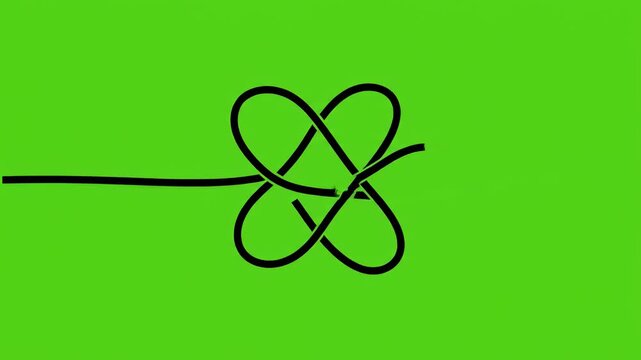 Black line drawing a clover shape forming in stages on a vibrant green background with cinematic motion
