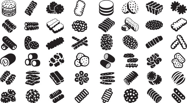 collection of various bread types and baked goods illustrations