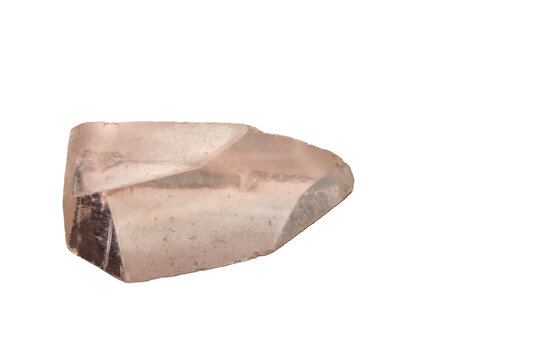 Closeup smoky quartz natural stone isolated on white background; with copyspace