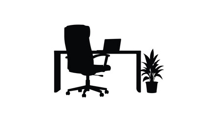 Fototapeta premium Modern office desk setup with laptop and chair, ready for productive work