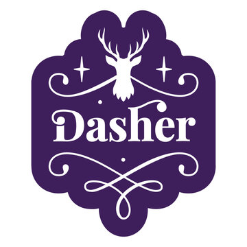 Purple logo with the word dasher on it