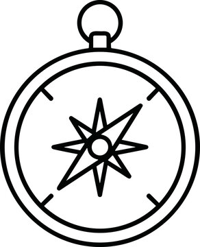 Vintage Compass Outline Icon - Navigation Tool for Exploration and Adventure