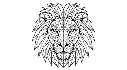 Obraz premium Lion head, geometric art, black and white illustration, animal portrait