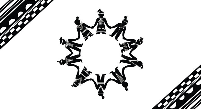 Diverse group of people holding hands in a circle, celebrating unity and connection