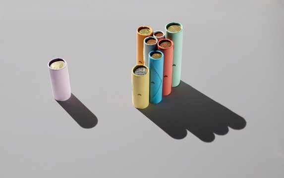 Colorful coin rolls separated to show financial crisis comparison