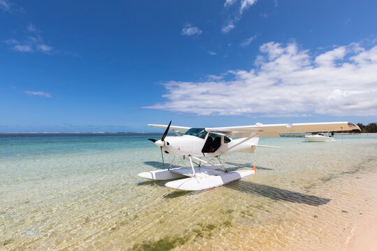 Mauritius, Southwest Coast, seaplane at beach